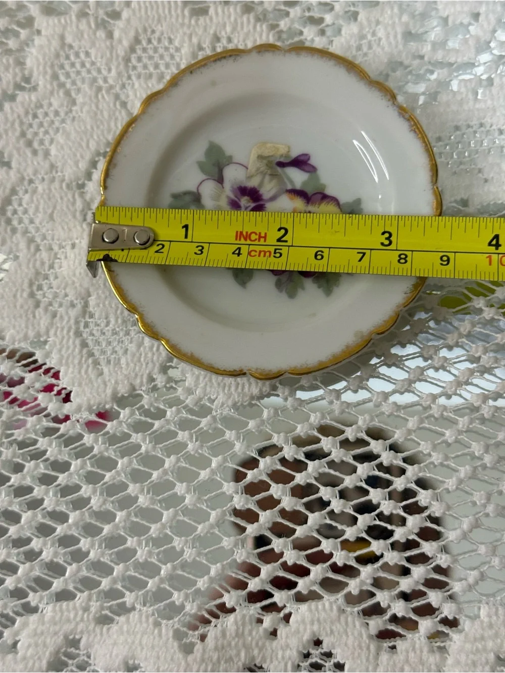 Vintage Miniature Porcelain Floral Plates Butter Pats Lot 2 Hand painted Japan